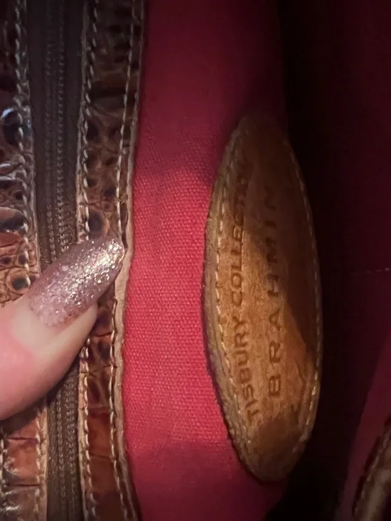 Brahmin Vintage Straw Woven Crossbody Bag Croc Leather Trim Boho Summer - Picture 7 of 9